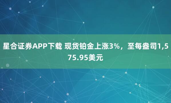 星合证券APP下载 现货铂金上涨3%，至每盎司1,575.95美元